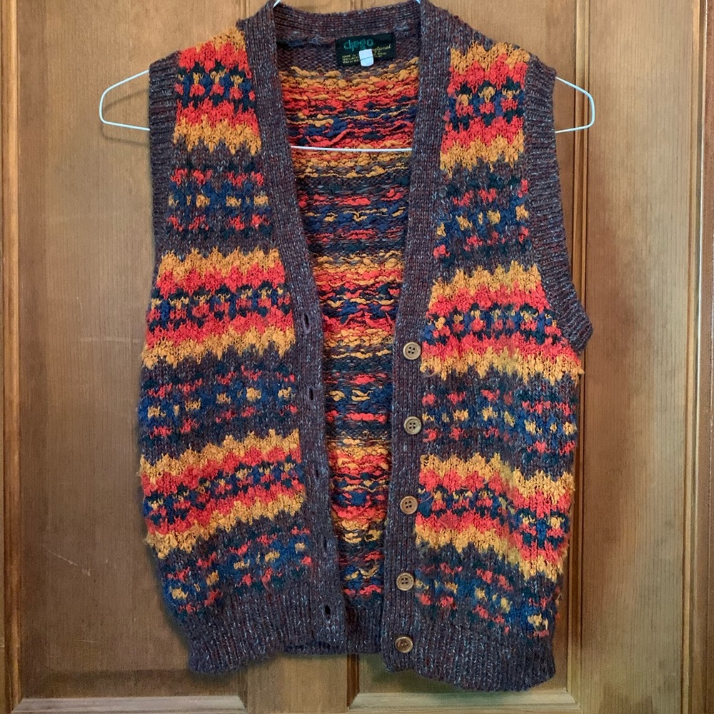 Vintage 70s/80s baggy sweater vest fall colors
